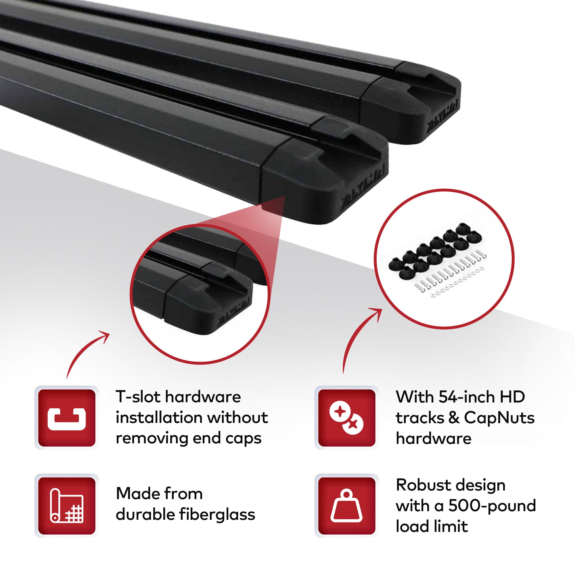 Yakima HD Track 54" Car Roof Top Rack Mounting System with CapNuts, Black (Used) - VMInnovations