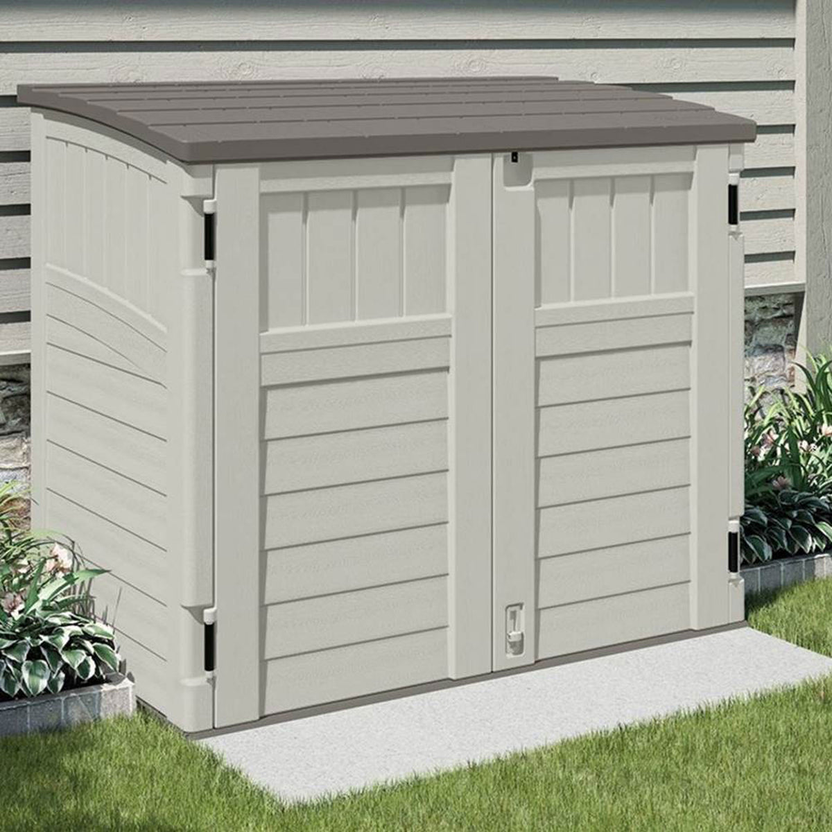 Suncast 34 Cubic Feet Resin Horizontal Storage Shed w/ Reinforced Floor (Used)