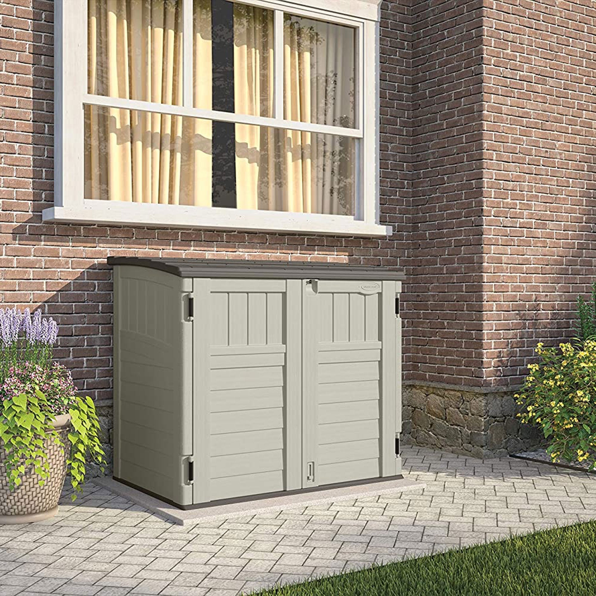 Suncast 34 Cubic Feet Resin Horizontal Storage Shed w/ Reinforced Floor (Used)