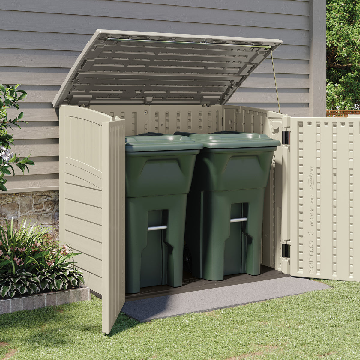 Suncast 53 x 31.5 x 45.5" Resin Storage Shed w/ Reinforced Floor, Ivory (2 Pack) - VMInnovations