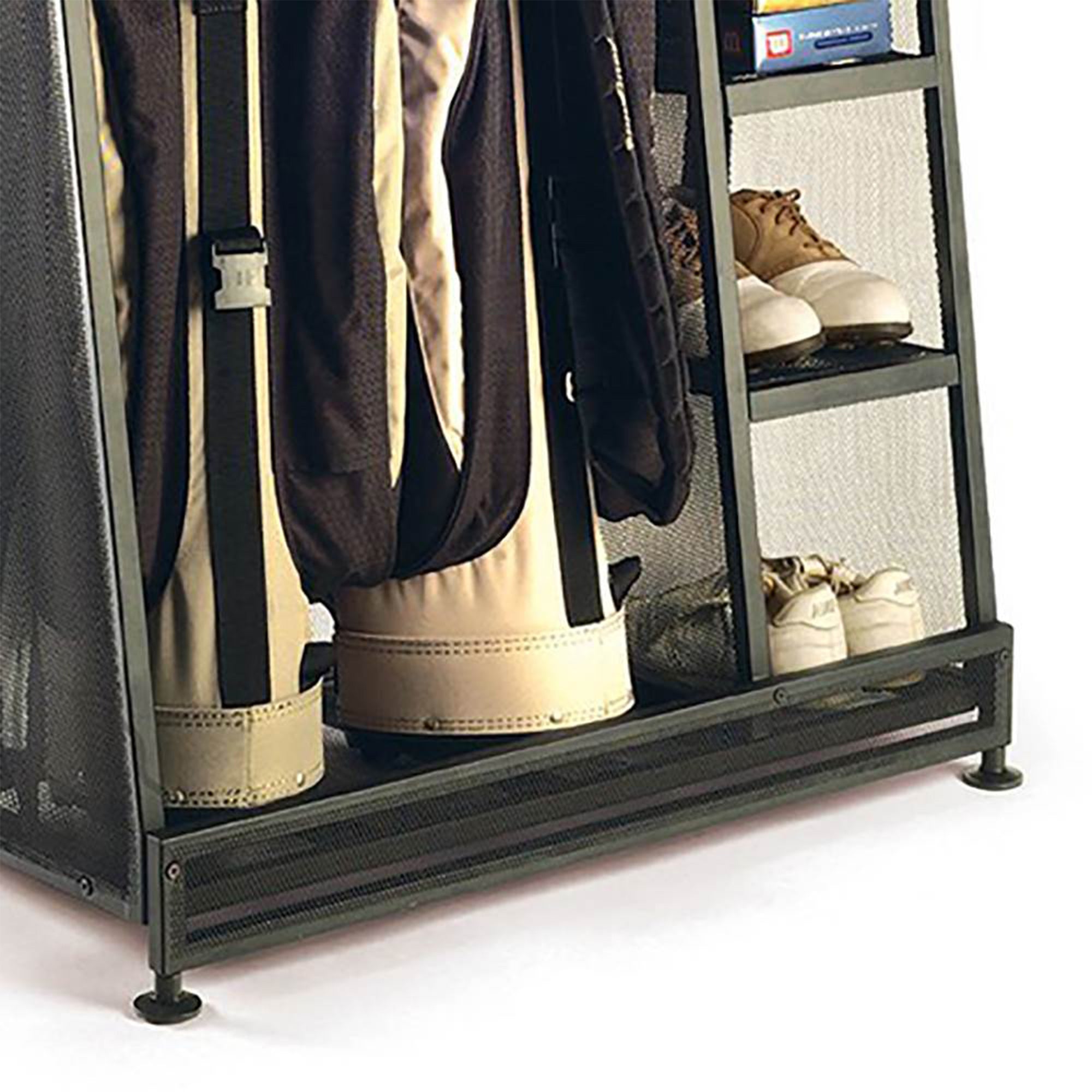 Suncast GO3216D Metal Golf Equipment Organizer Storage Rack w/ 3 Shelves, Black - VMInnovations
