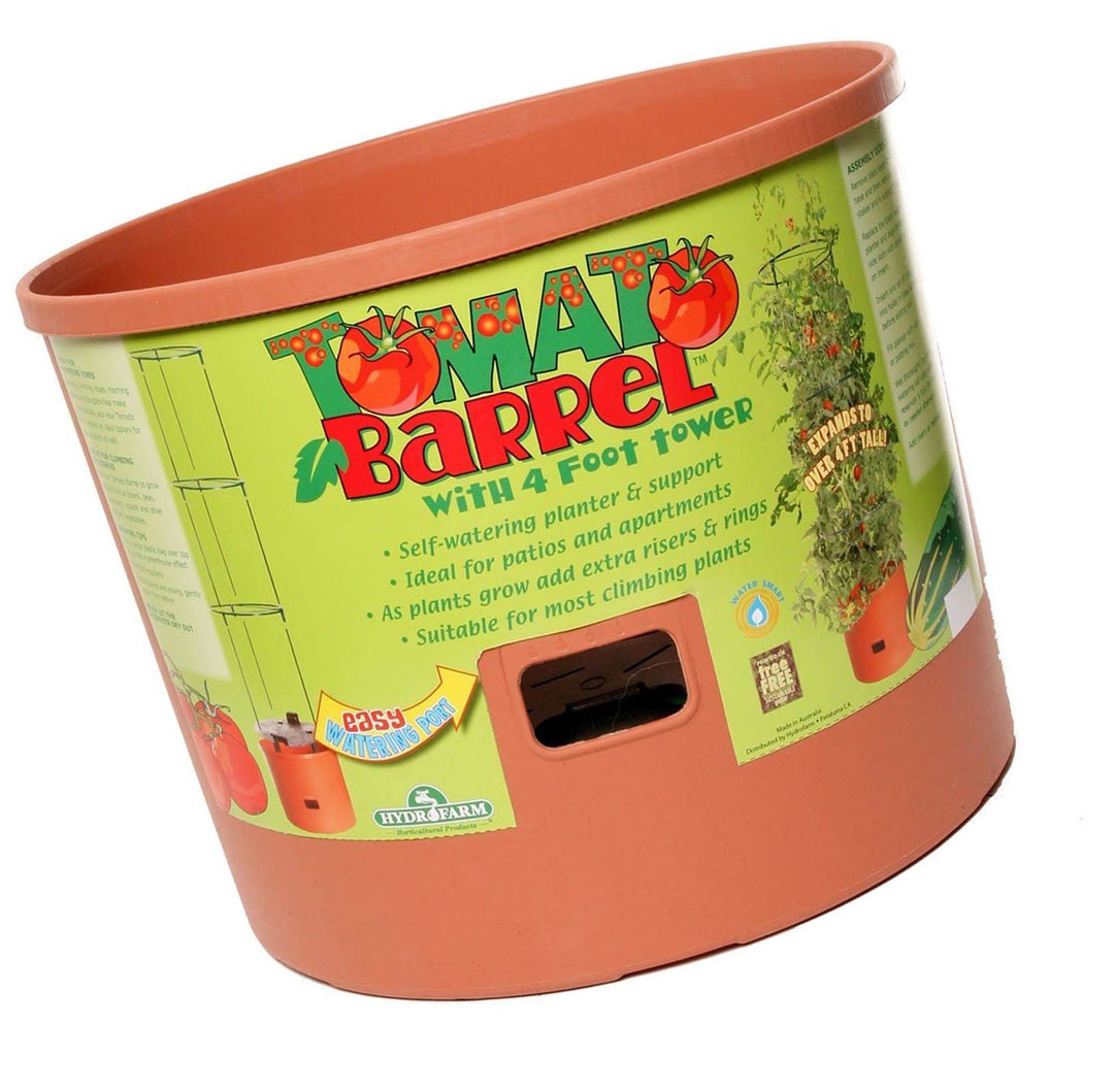 Hydrofarm GCTB Tomato Barrel Pot Garden Planting System and 4 Foot Trellis Tower - VMInnovations