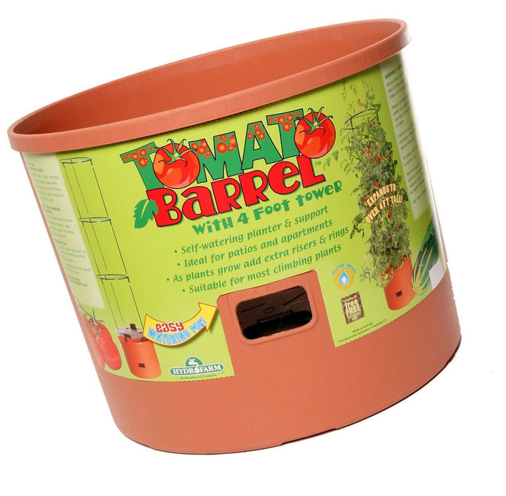 Hydrofarm GCTB Tomato Barrel Pot Garden Planting System and 4 Foot Trellis Tower - VMInnovations