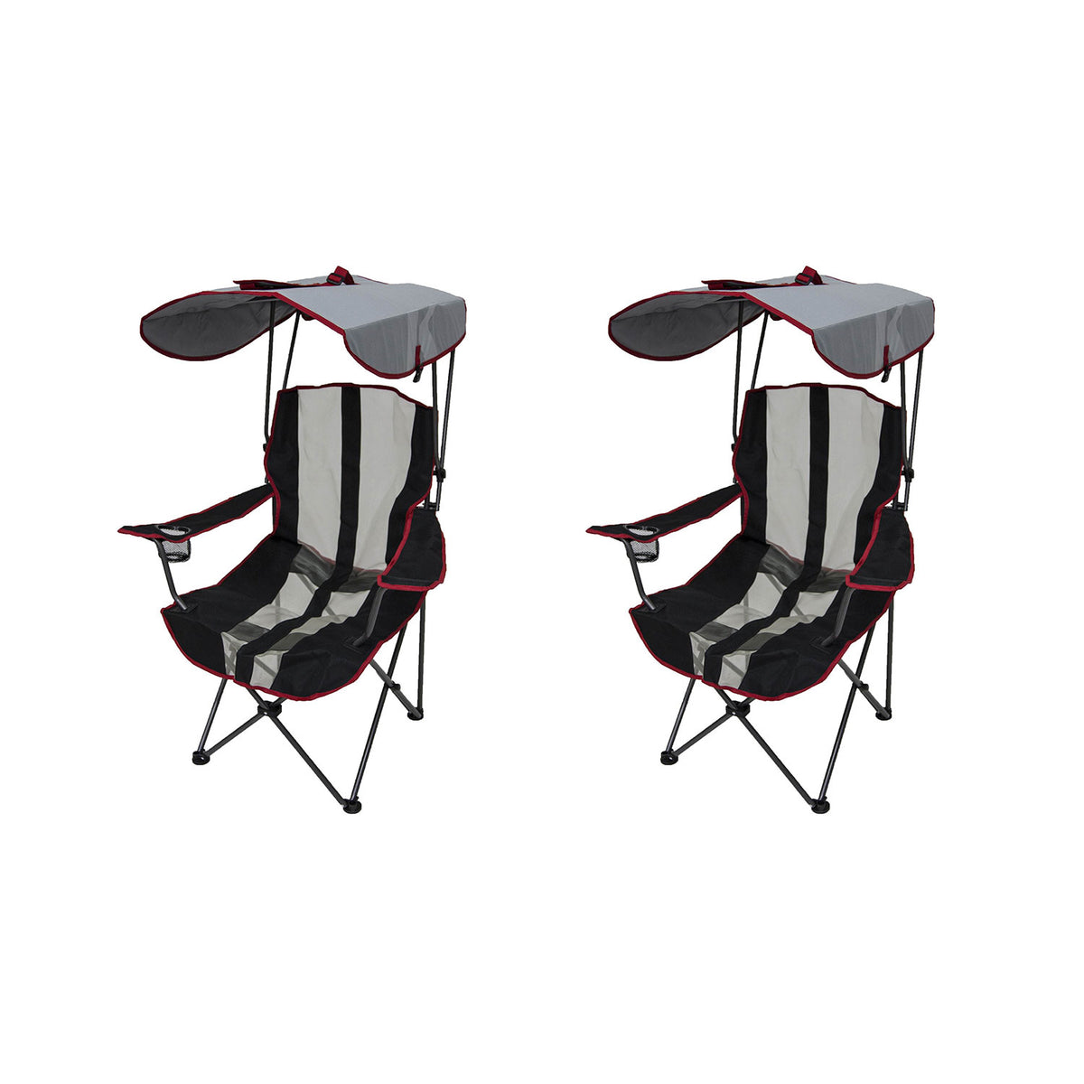 Kelsyus Premium Canopy Foldable Outdoor Lawn Chair with Cup Holder, Red (2 Pack)