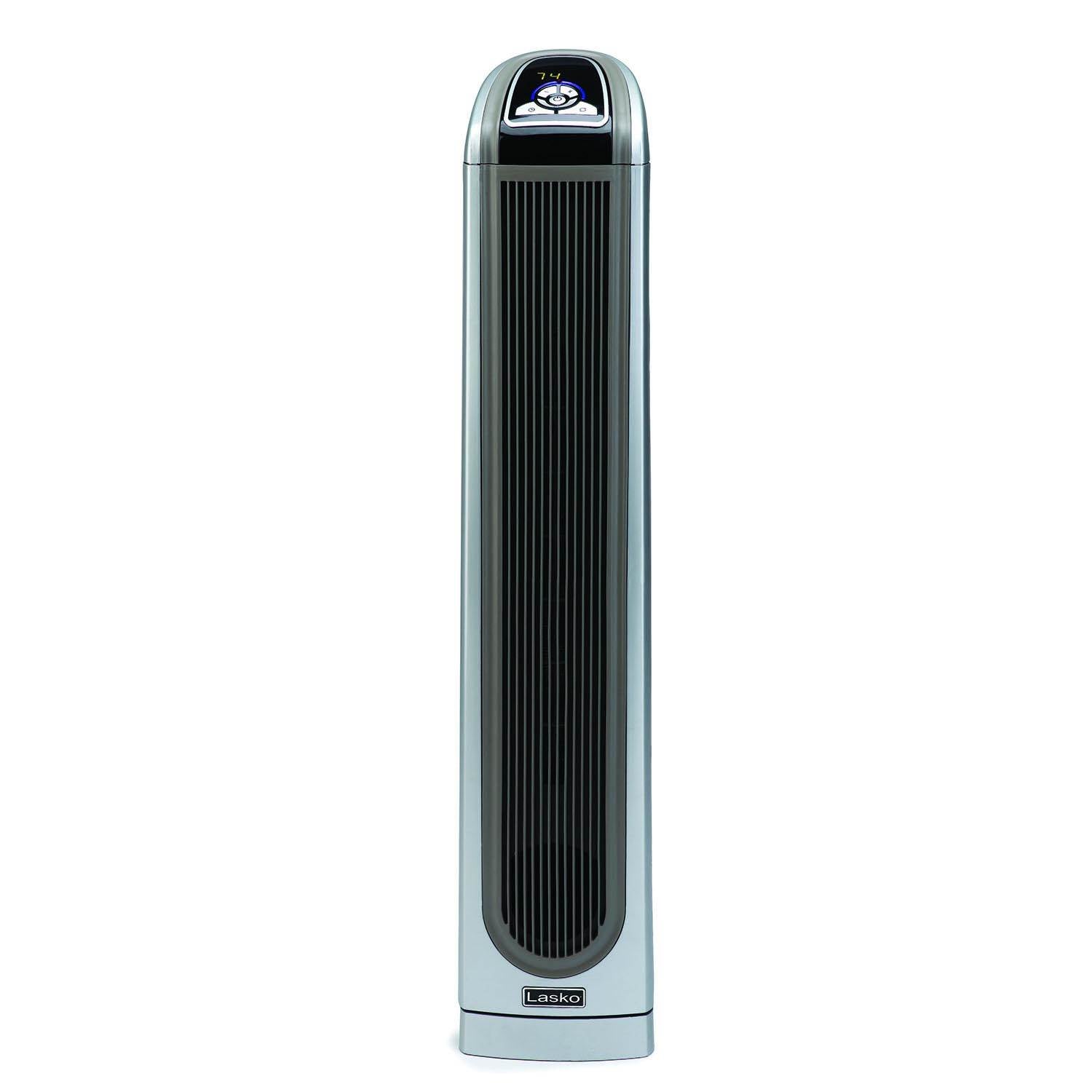 Lasko 34" Electronic Oscillating Ceramic Tower Heater with Remote, Silver (Used)