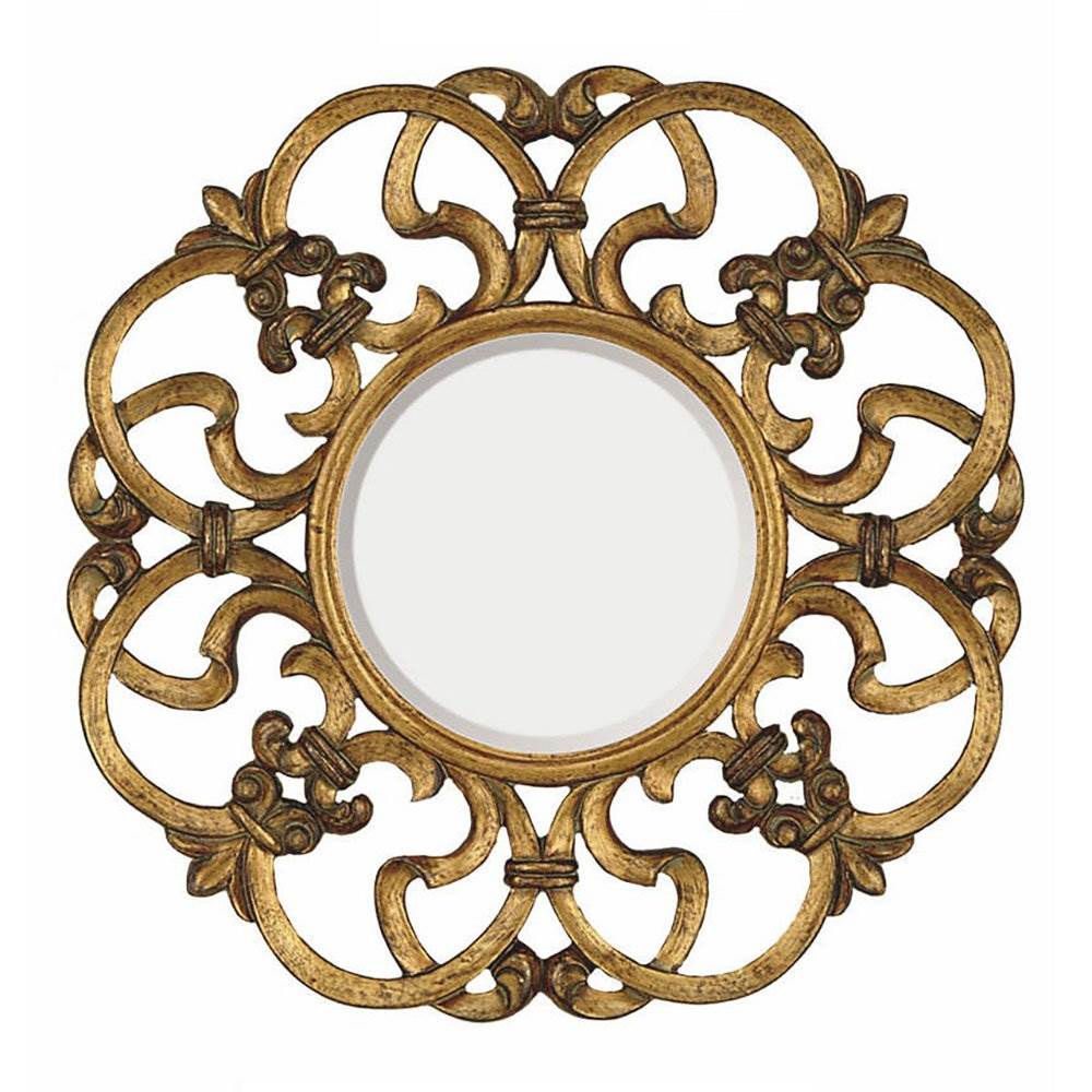 Majestic Mirror Gold Decor Round Frame Bevel Glass 30 in Wall Mirror (Open Box)