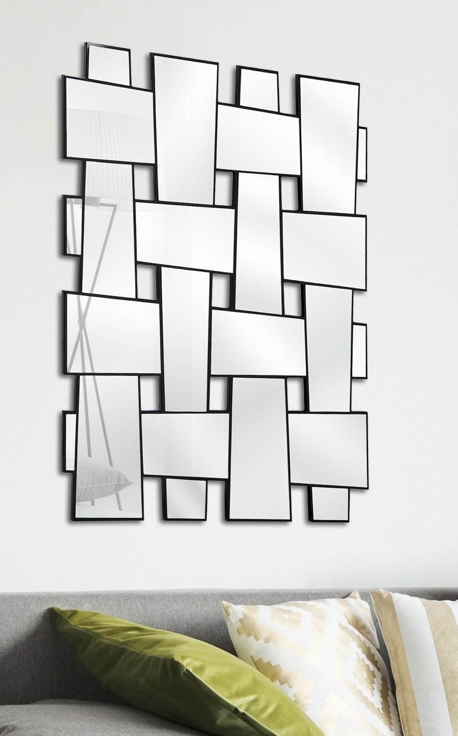 Majestic Mirror Contemporary Rectangle Black Framed Glass Wall Mirror (Open Box)
