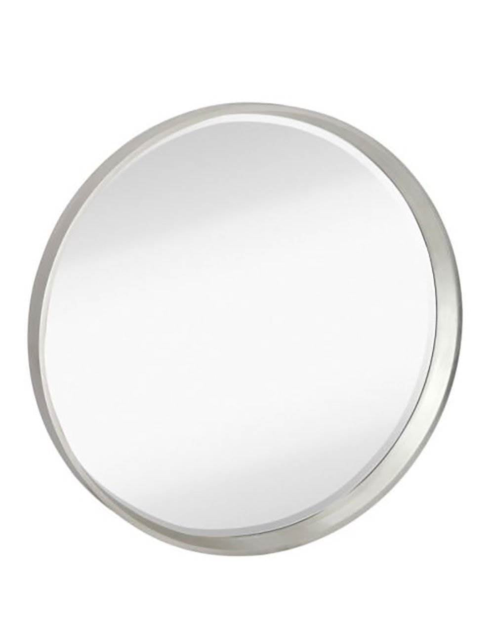 Majestic Modern Round Silver Frame 36 Inch Beveled Glass Wall Mirror (Open Box)