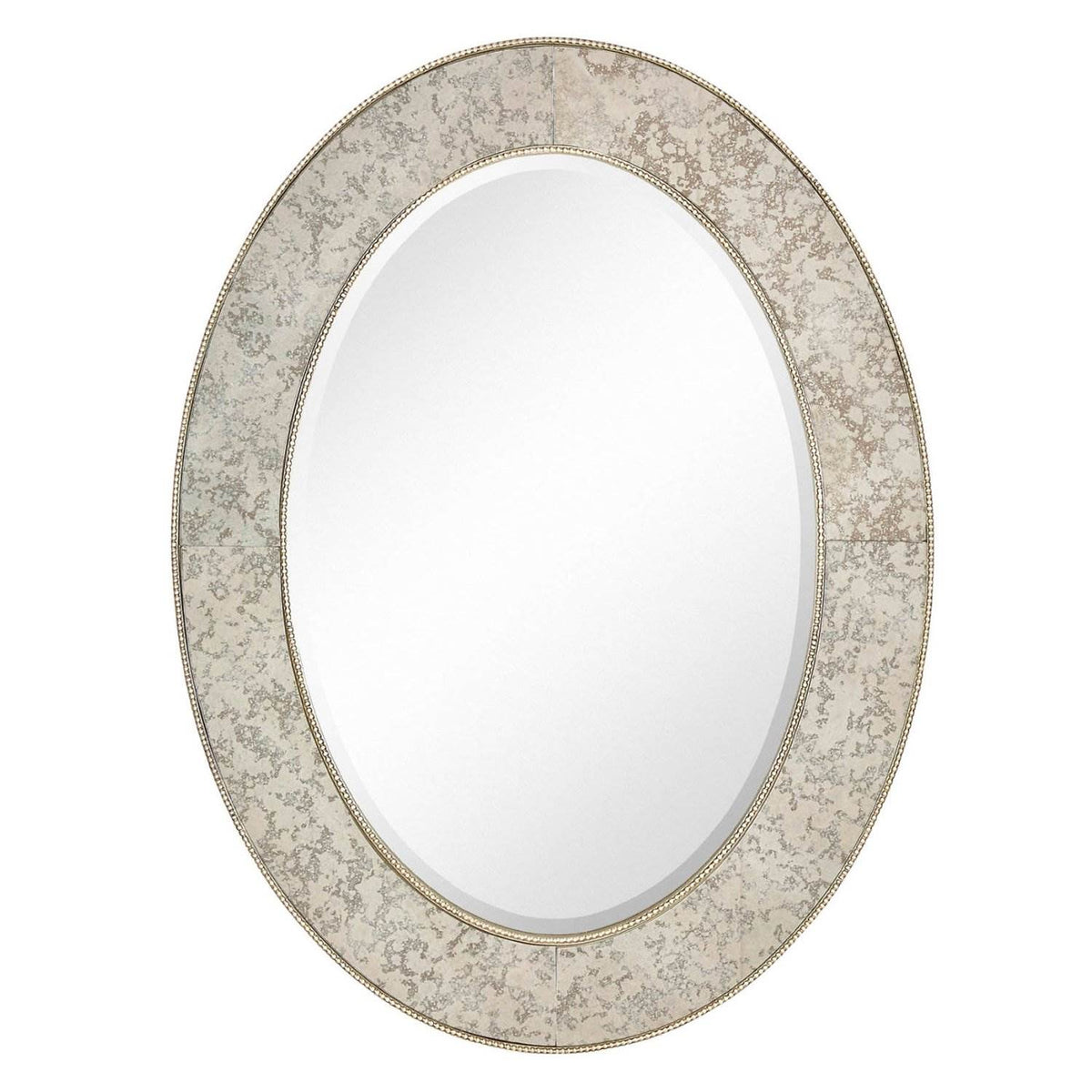 Majestic 30" x 40" Traditional Silver Oval Framed Beveled Glass Mirror (Damaged)