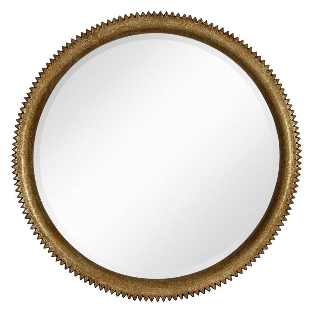 Majestic Mirror Round Gold Leaf Crackle Beveled 36 Inch Wall Mirror (Open Box)