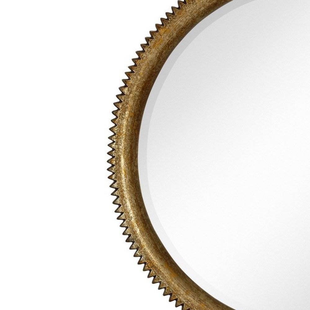 Majestic Mirror Round Gold Leaf Crackle Beveled 36 Inch Wall Mirror (Open Box)