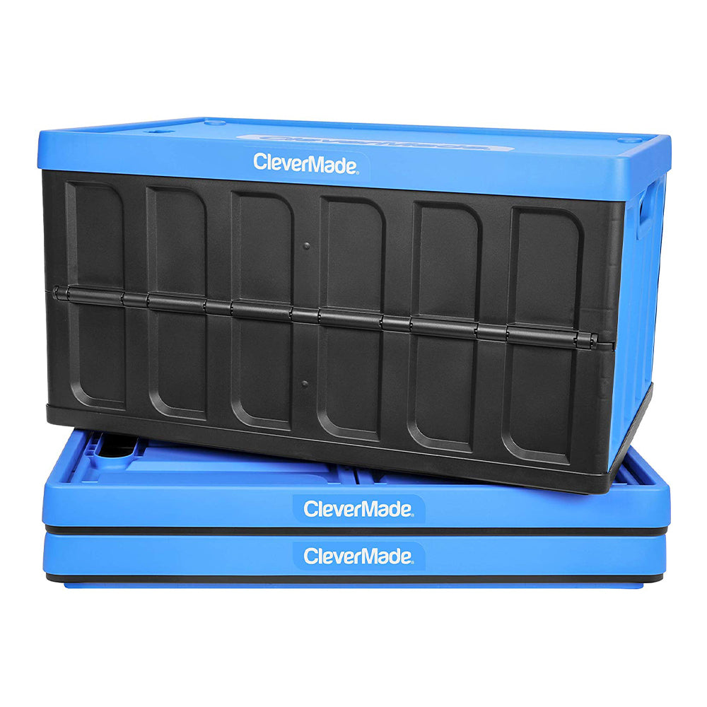CleverMade Durable Stackable 62L Storage Bins, Neptune Blue (3-Pack) (Open Box)