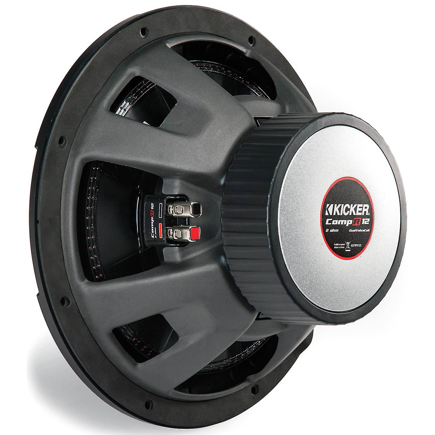 Kicker 43CWR122 CompR 12" 2000W 2 Ohm Dual Voice Coils Car Audio Subwoofer, Pair