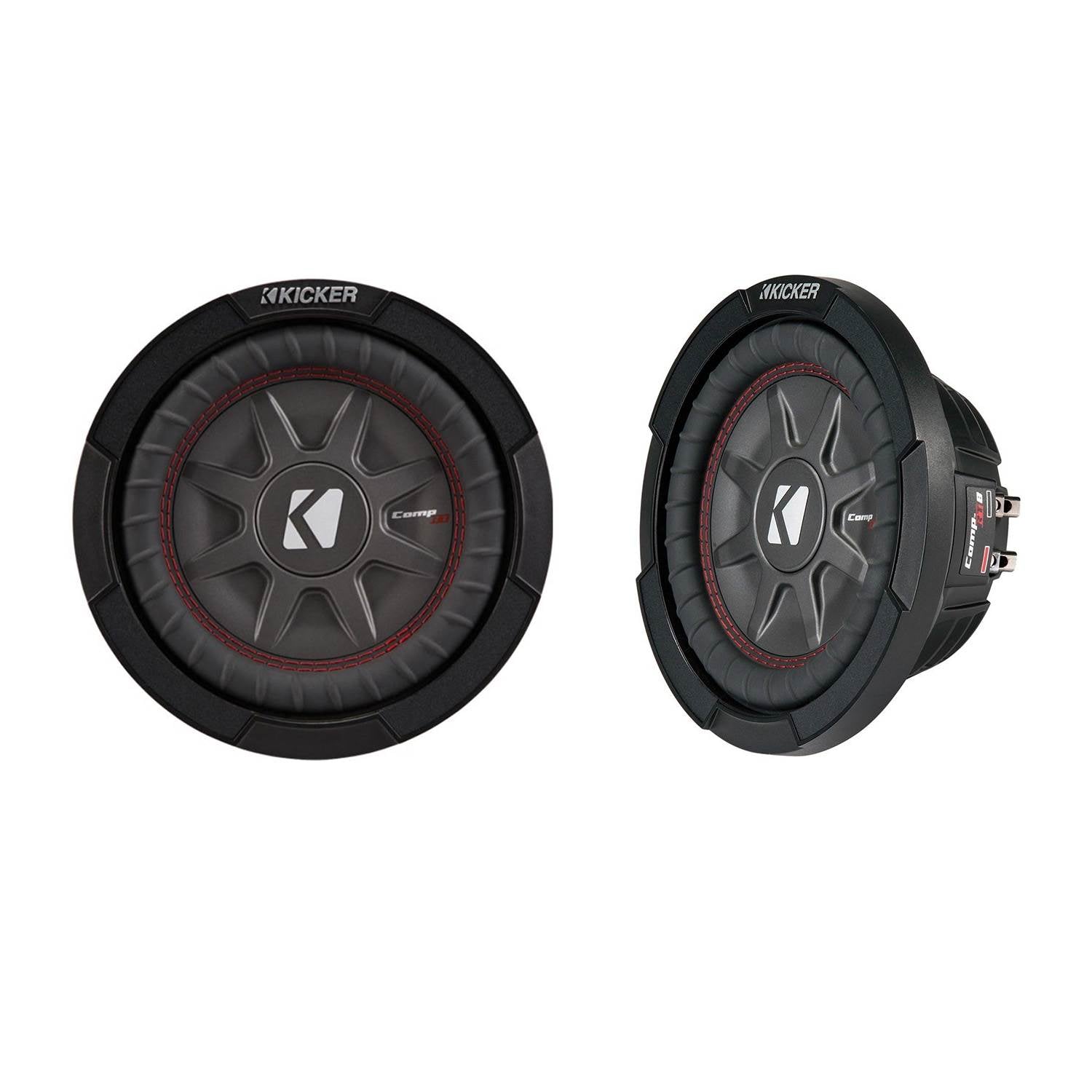 Kicker 8" Dual 1200W CompRT 2 Ohm Shallow Slim Car Subwoofer (Pair) | 43CWRT82