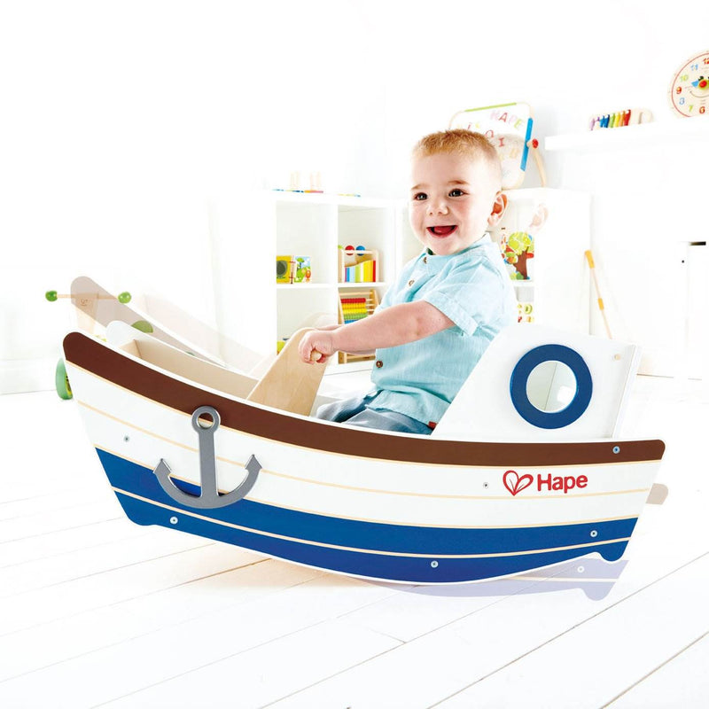 Hape High Seas Early Explorer Wooden Rocker Rocking Ride On Toddler Toy Boat - VMInnovations