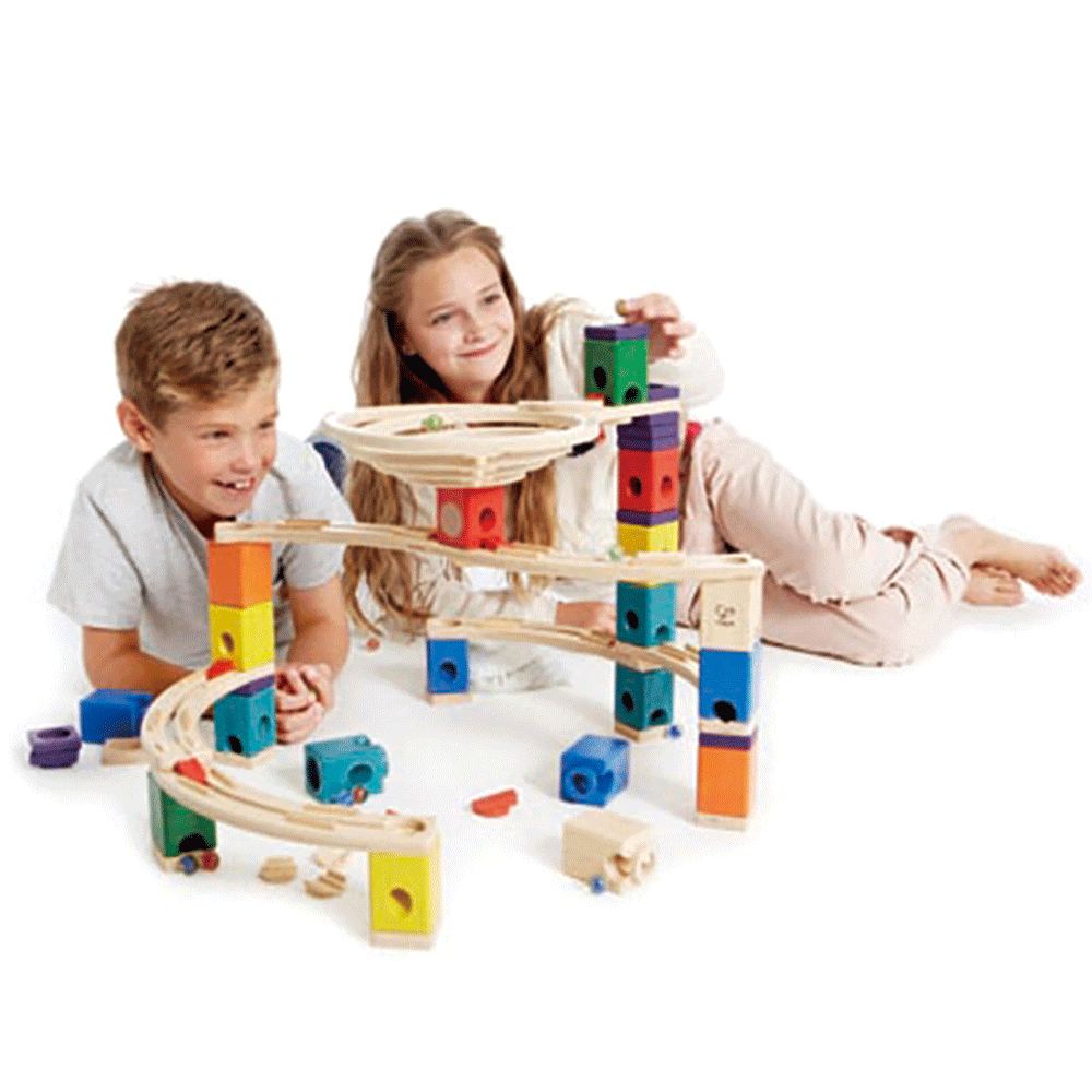 Hape Quadrilla Whirlpool Wooden Marble Run Race Maze Building Set (Open Box)