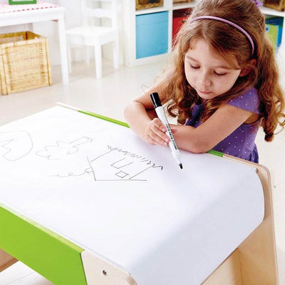 Hape Kids Wooden Play Station & Art Activity Easel Table Set with Stool | E1015