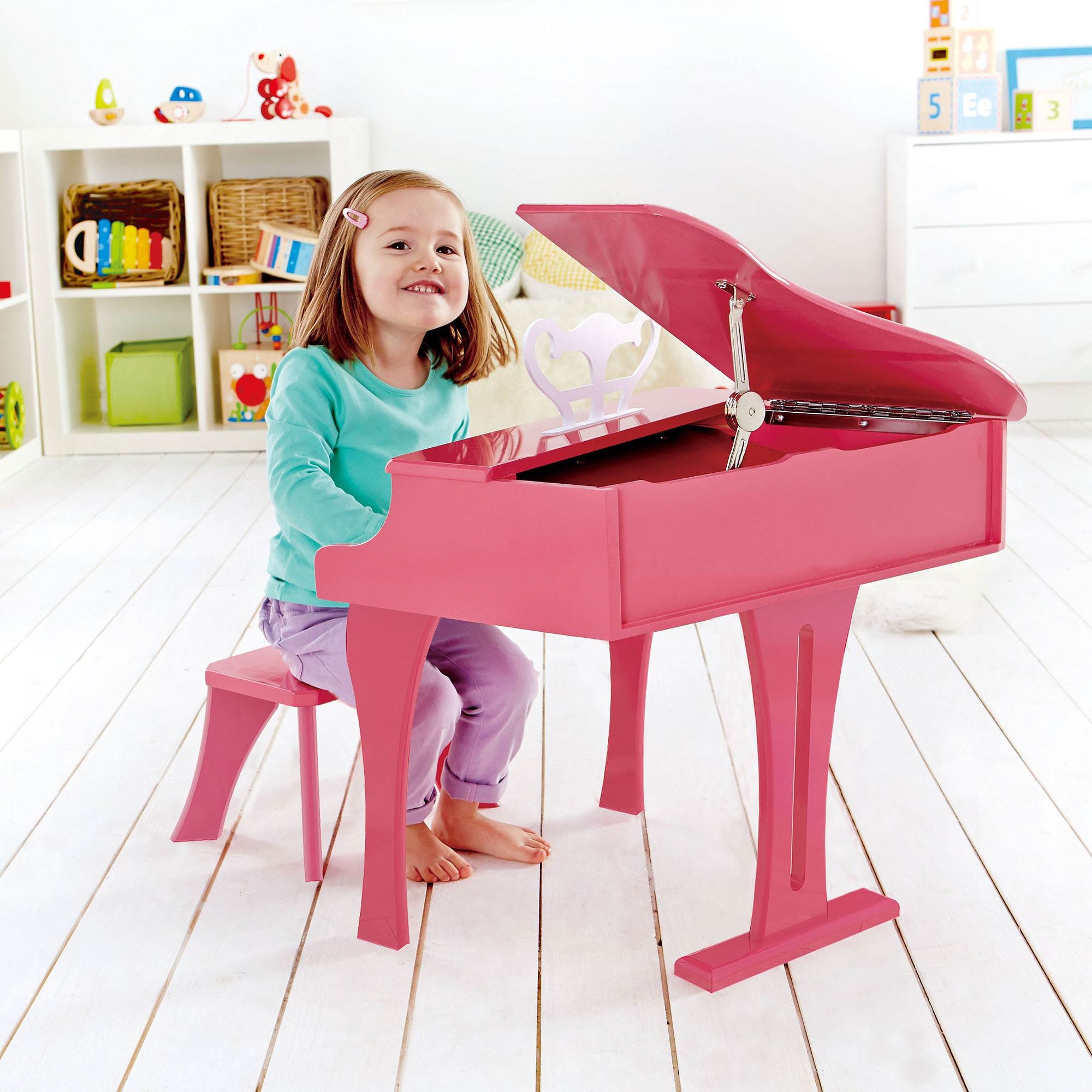 Hape Toys Early Melodies Children's Wooden Happy Grand Piano, Pink (Open Box) - VMInnovations