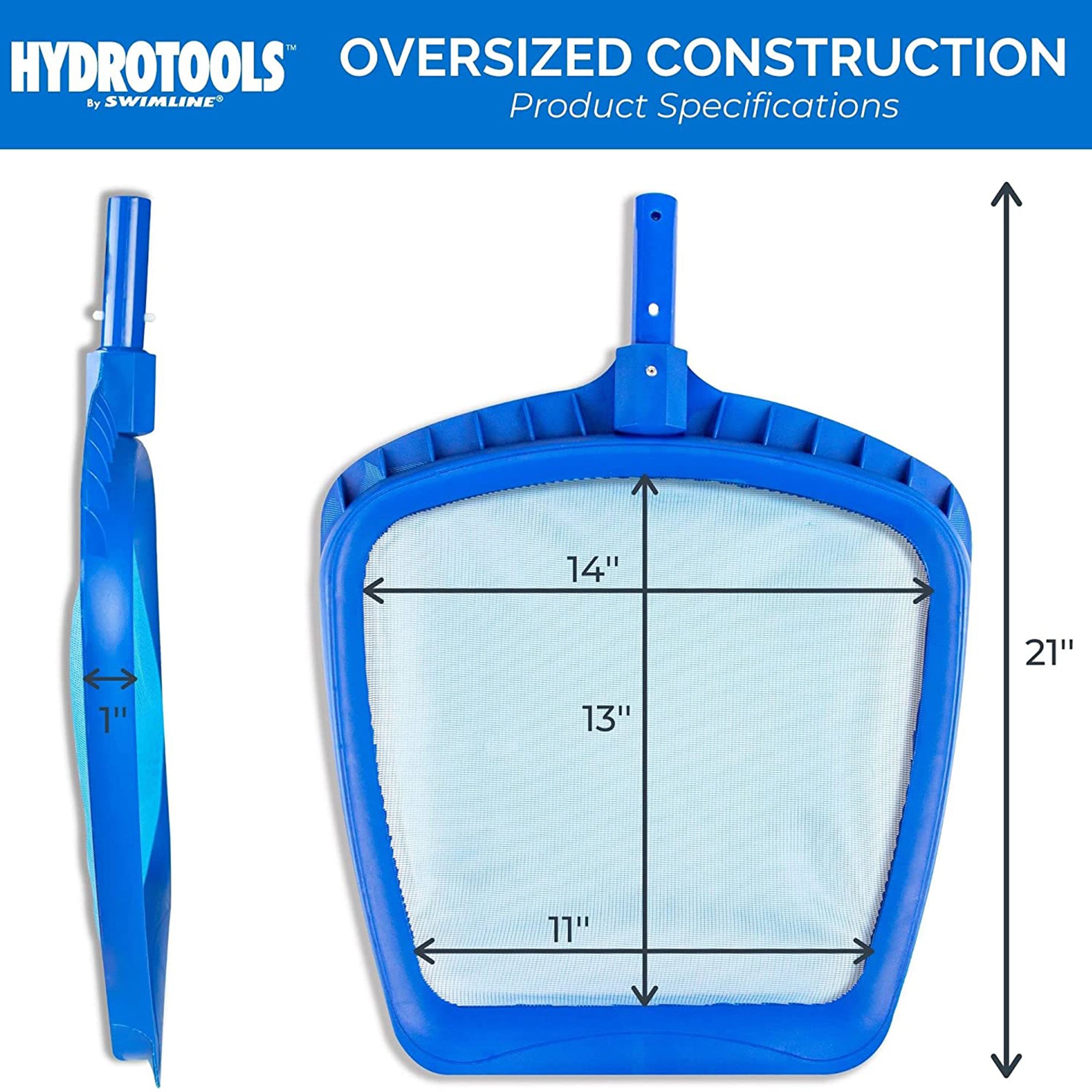 Swimline HydroTools Professional Leaf Skimmer Mesh Net for Swimming Pools, Blue - VMInnovations