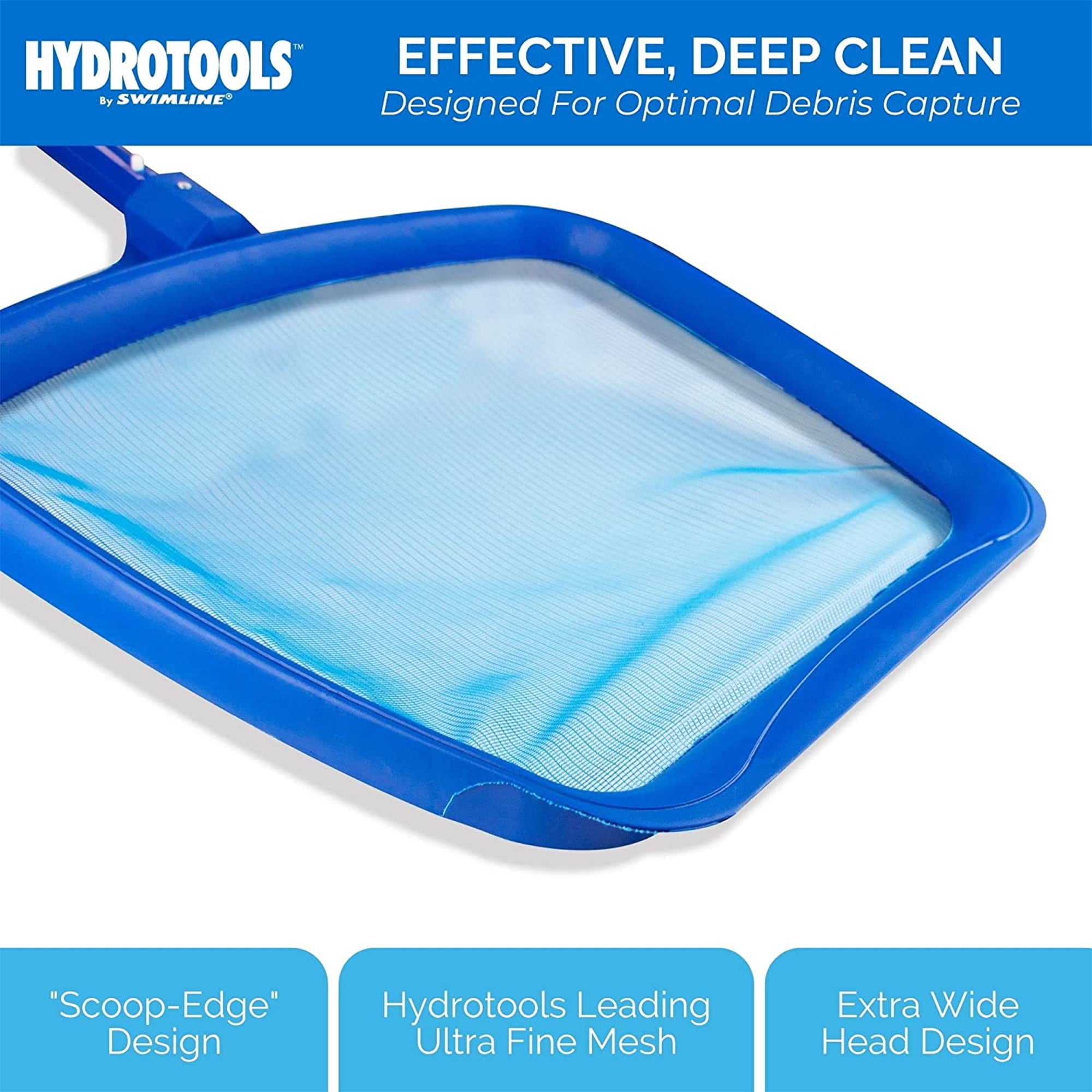 Swimline HydroTools Professional Leaf Skimmer Mesh Net for Swimming Pools, Blue - VMInnovations