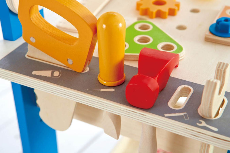 Hape Wooden Child Master Tool & Workbench Toy Pretend Play Builder Set, Kids 3+