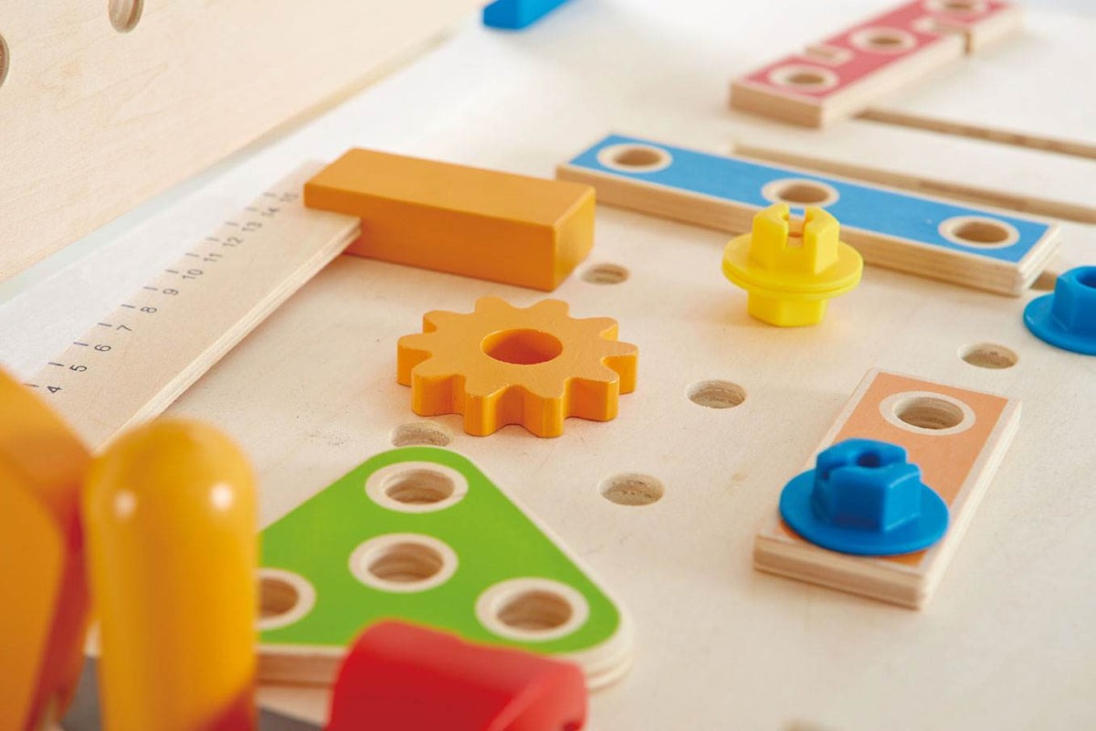 Hape Wooden Child Master Tool & Workbench Toy Pretend Play Builder Set, Kids 3+ (Refurbished)