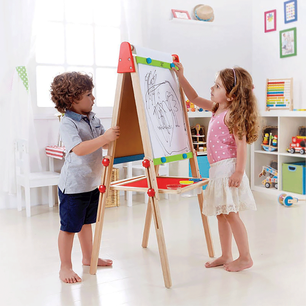 Hape Magnetic Kids Drawing Dry-Erase Chalk Art Board Artist Easel (Damaged)