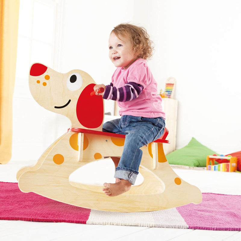 Hape Rock and Ride Kids Wooden Rocker Puppy Ride On Toy w/ Handles for Toddlers