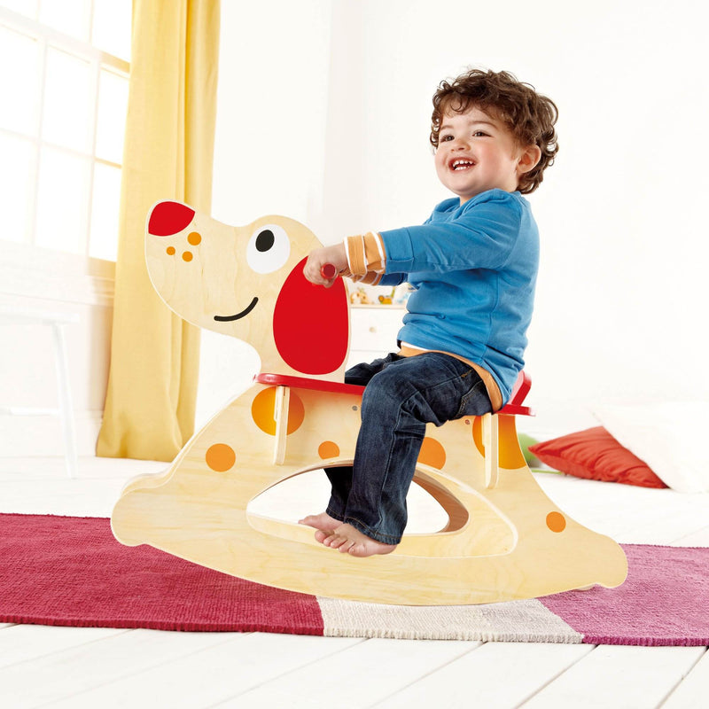 Hape Rock and Ride Kids Wooden Rocker Puppy Ride On Toy w/ Handles for Toddlers