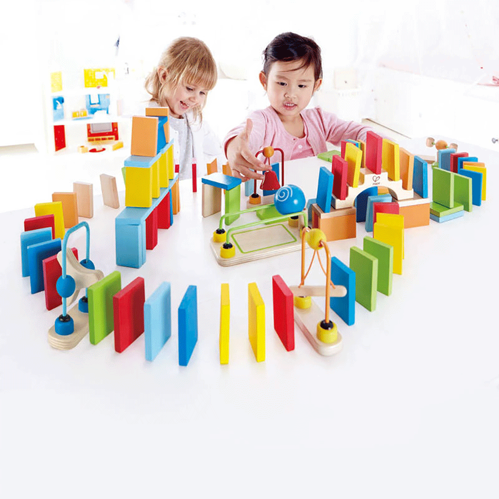 Hape Dynamo Dominoes Kids Colorful Wooden Trail Building Learning Game Set(Used)