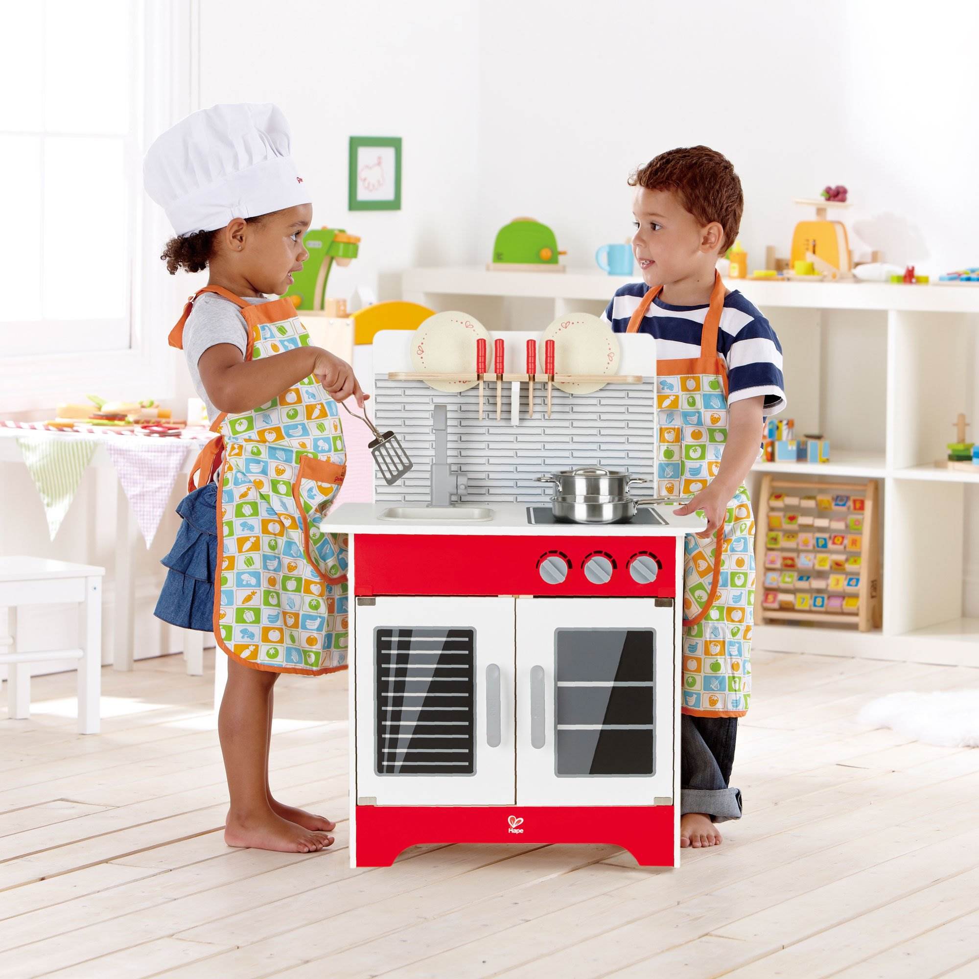 Hape Wooden City Cafe Kids Pretend Play Cooking Kitchen Playset (Open Box)