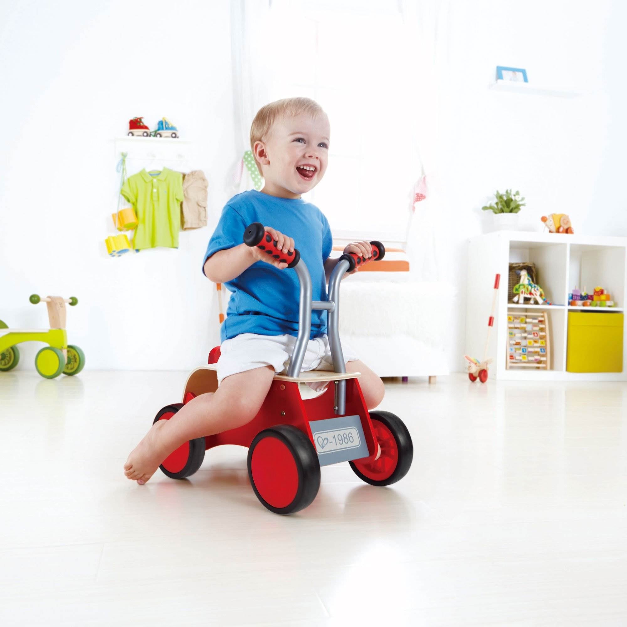 Hape Little Red Rider Toddler Wooden 4 Wheel Ride-on or Push Bike (Open Box)