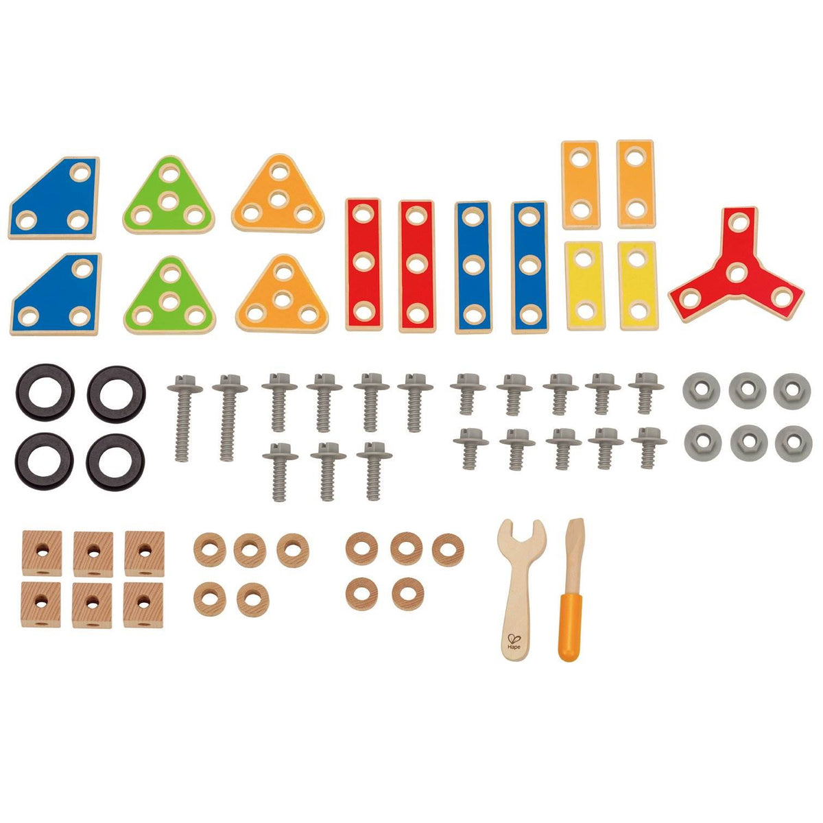 Hape 62 Piece Wooden Master Builder Construction Toy Set for Kids (Open Box)