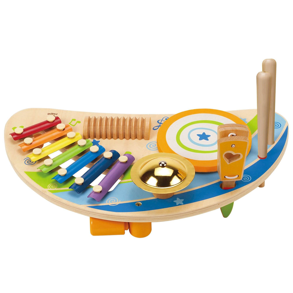 Hape Mighty Mini Band Wooden Instrument Drums & Percussion Toy (Open Box)