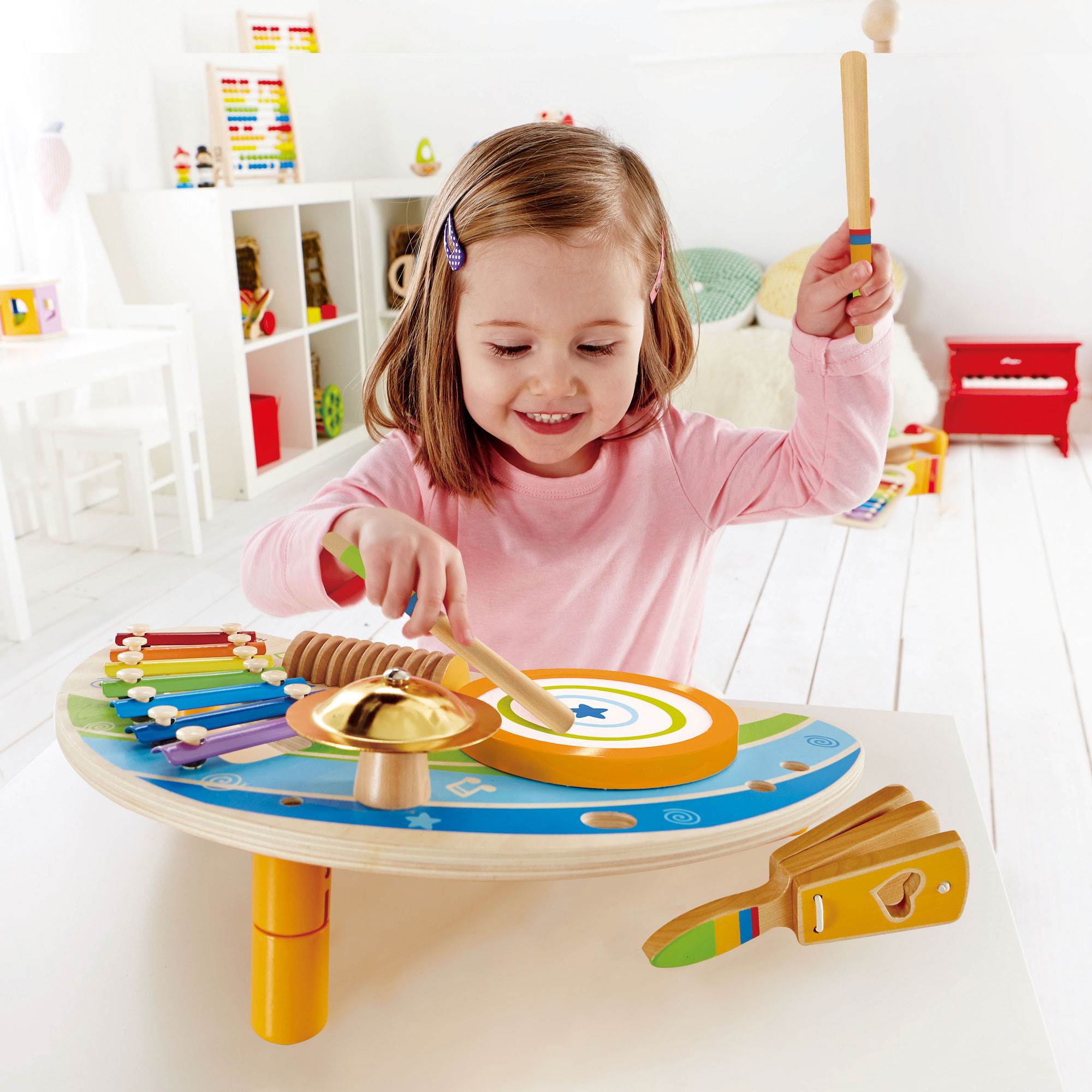 Hape Mighty Mini Band Rainbow Wooden Musical Instrument Percussion Toy (Used)