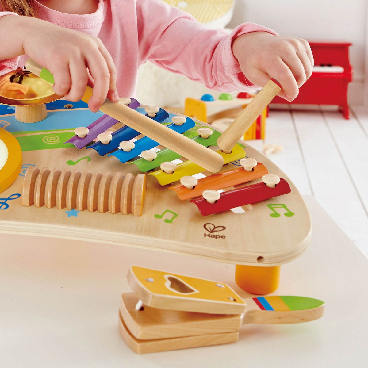 Hape Mighty Mini Band Wooden Instrument Drums & Percussion Toy (Open Box)