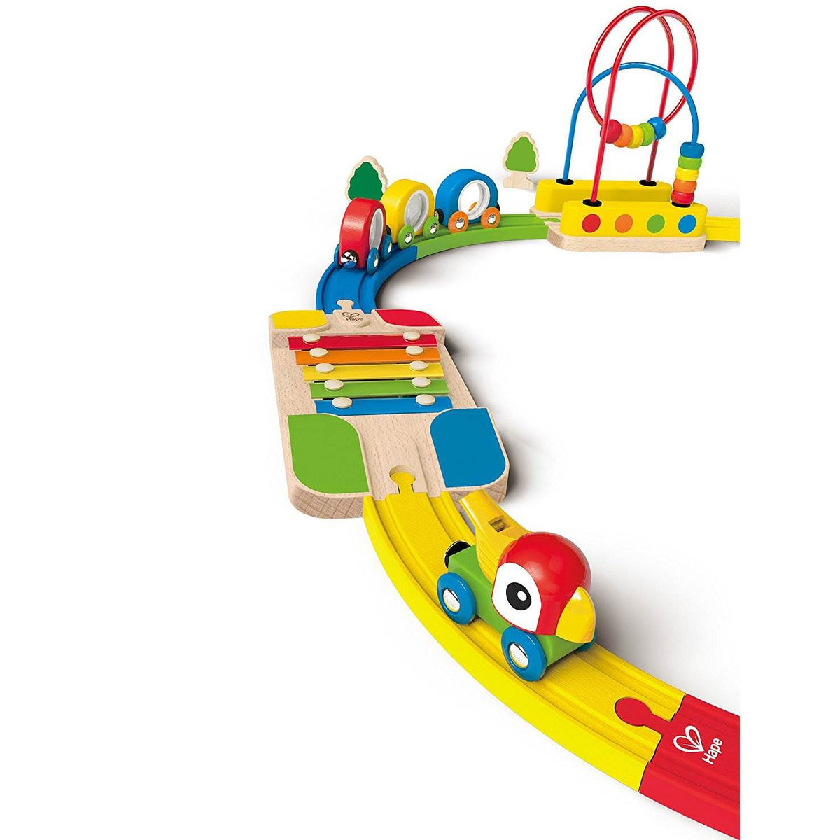 Hape Sights & Sounds Wooden Railway Train & Track Childrens Playset (Open Box)