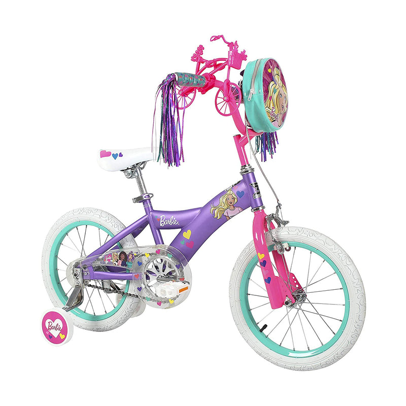 Dynacraft 16 Inch Barbie Kids Bicycle for Girls with Training Wheels and Toy