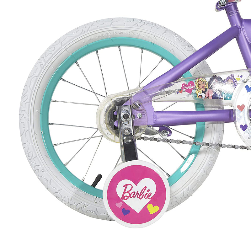Dynacraft 16 Inch Barbie Kids Bicycle for Girls with Training Wheels and Toy