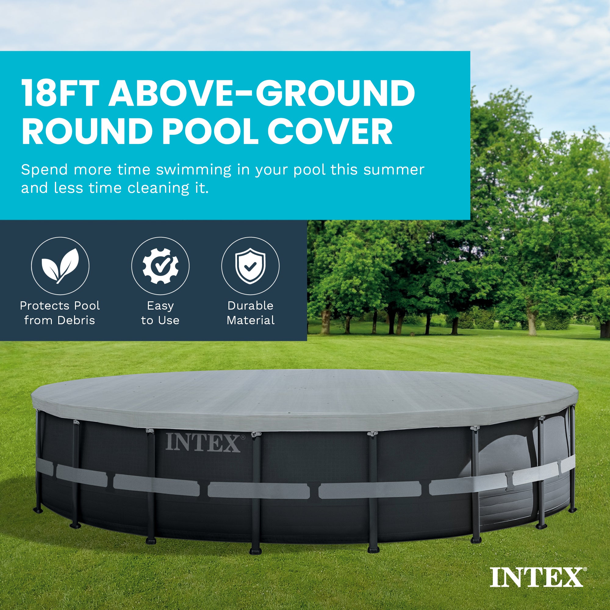 Intex 18' Round Debris Cover for Intex Ultra Frame Swimming Pools, UV Resistant
