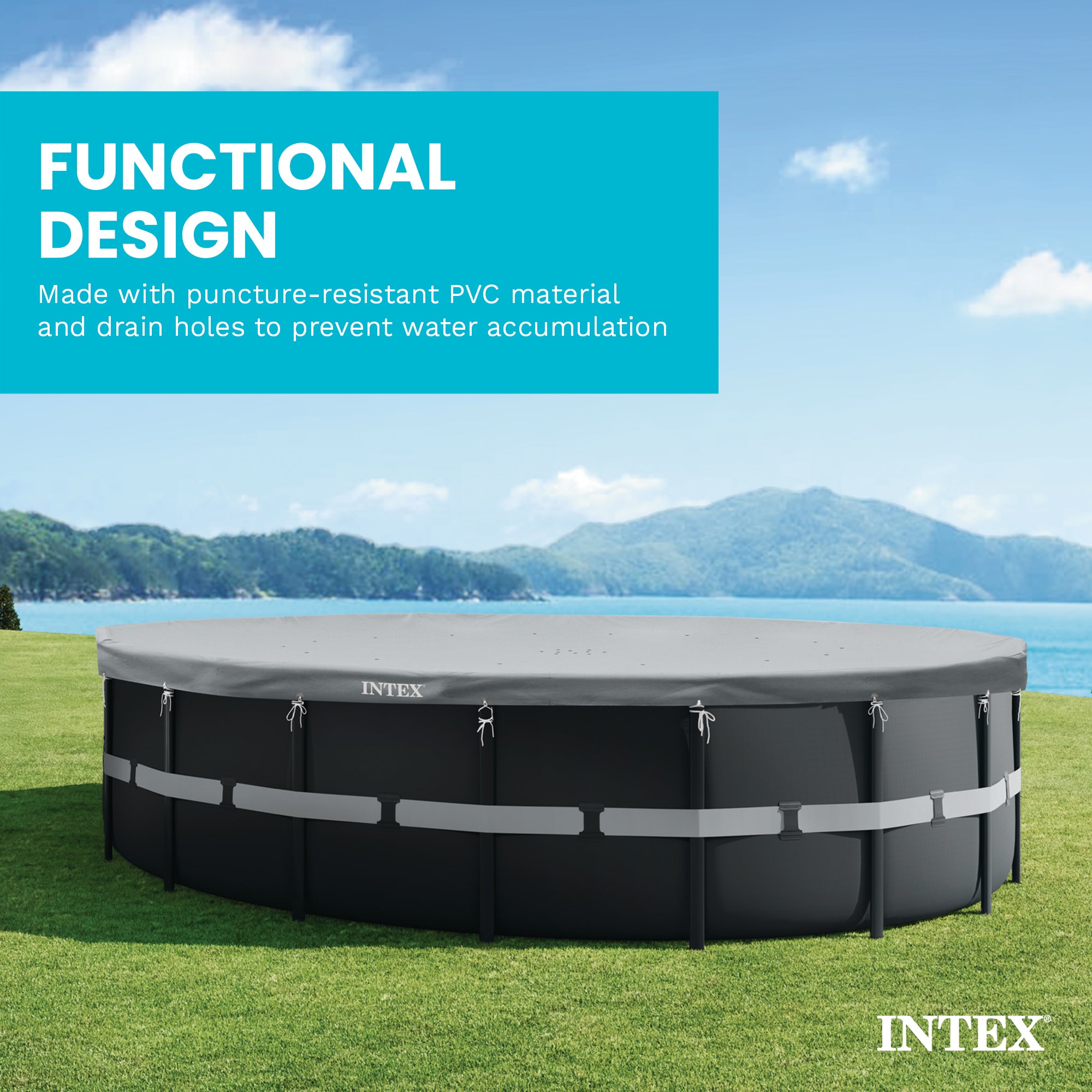 Intex 18' Round Debris Cover for Intex Ultra Frame Swimming Pools, UV Resistant