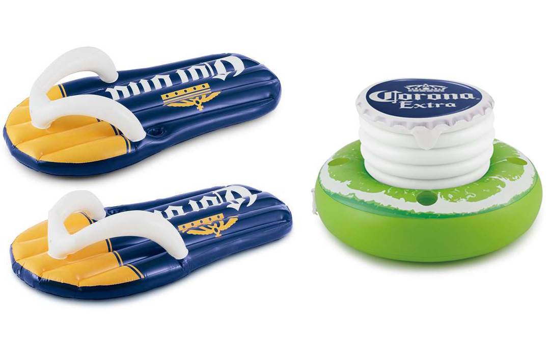 Corona Beer Inflatable Swimming Pool Flip Flop Pool Floats with Floating Cooler