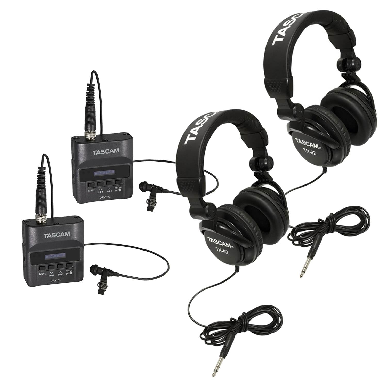 Tascam Portable Digital Recorder w/ Lavalier Mic, 2 Pack + Headphones, 2 Pack