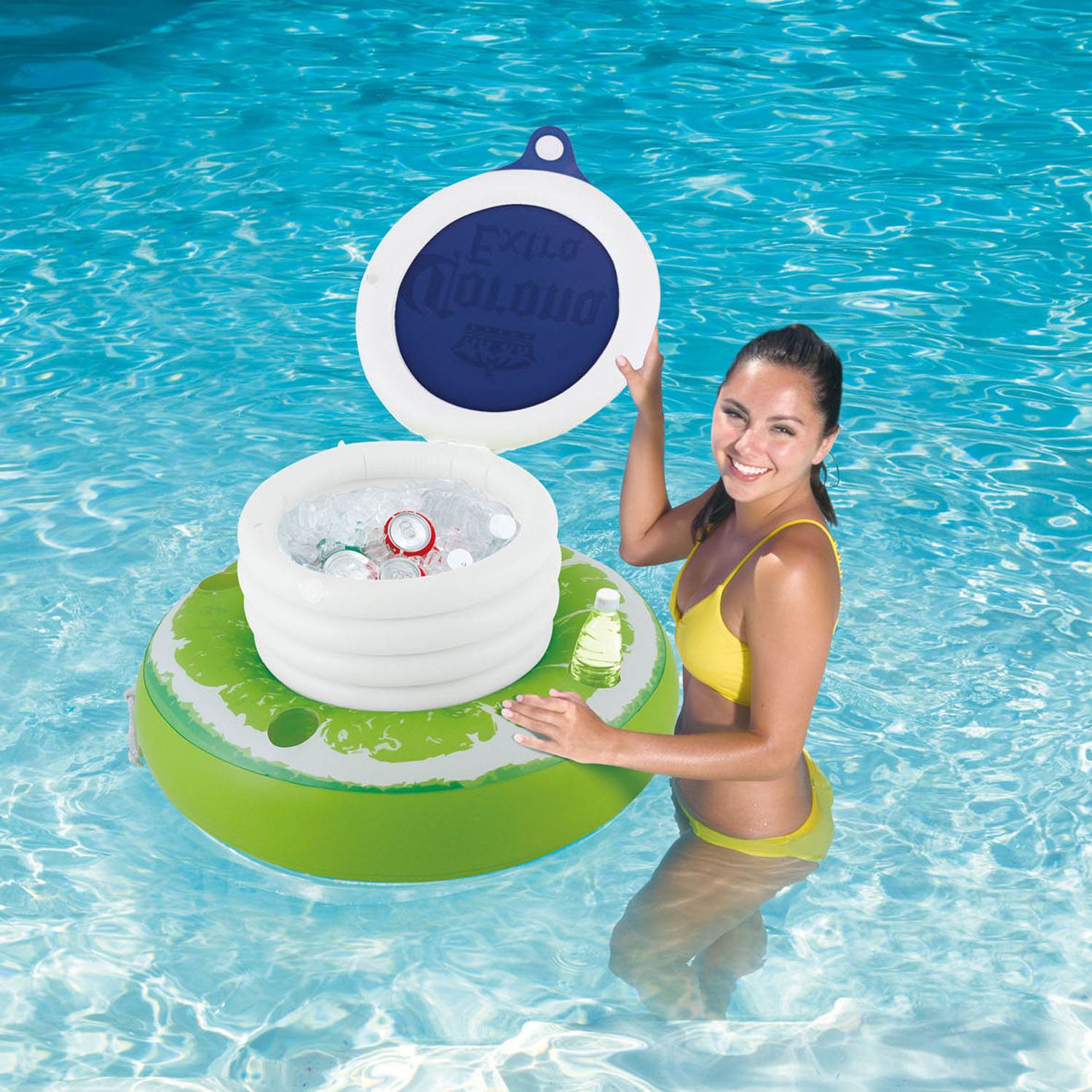 Summer Waves Corona Always Summer 2 Person Lounge with Lime Floating Cooler