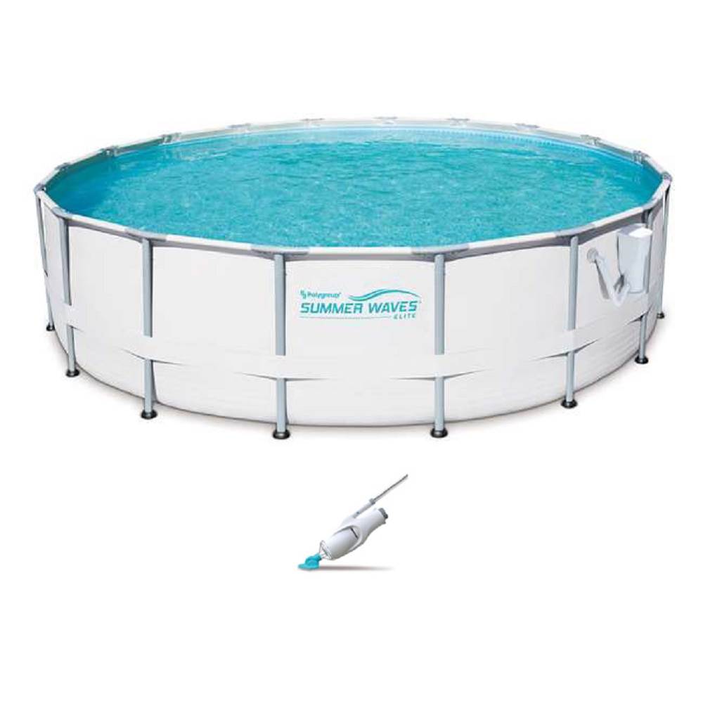 Summer Waves Elite 18' Ft. Metal Frame Pool Set with Filter Pump and Vacuum