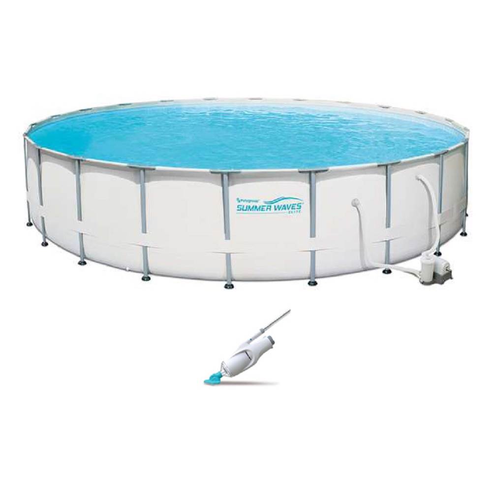Summer Waves Elite 20' Ft. Metal Frame Pool Set with Filter Pump and Vacuum