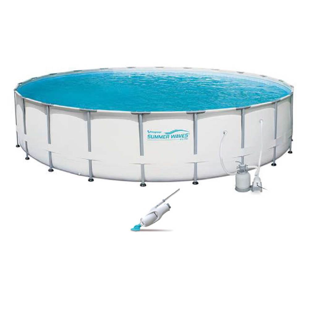 Summer Waves Elite 24ft x 52in Metal Frame Pool Set w/ Sand Filter Pump & Vacuum