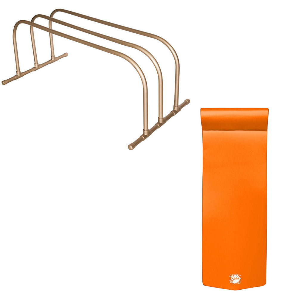 TRC Recreation PVC Pool Storage Drying Rack w/ 70 Inch Lounger Float Orange