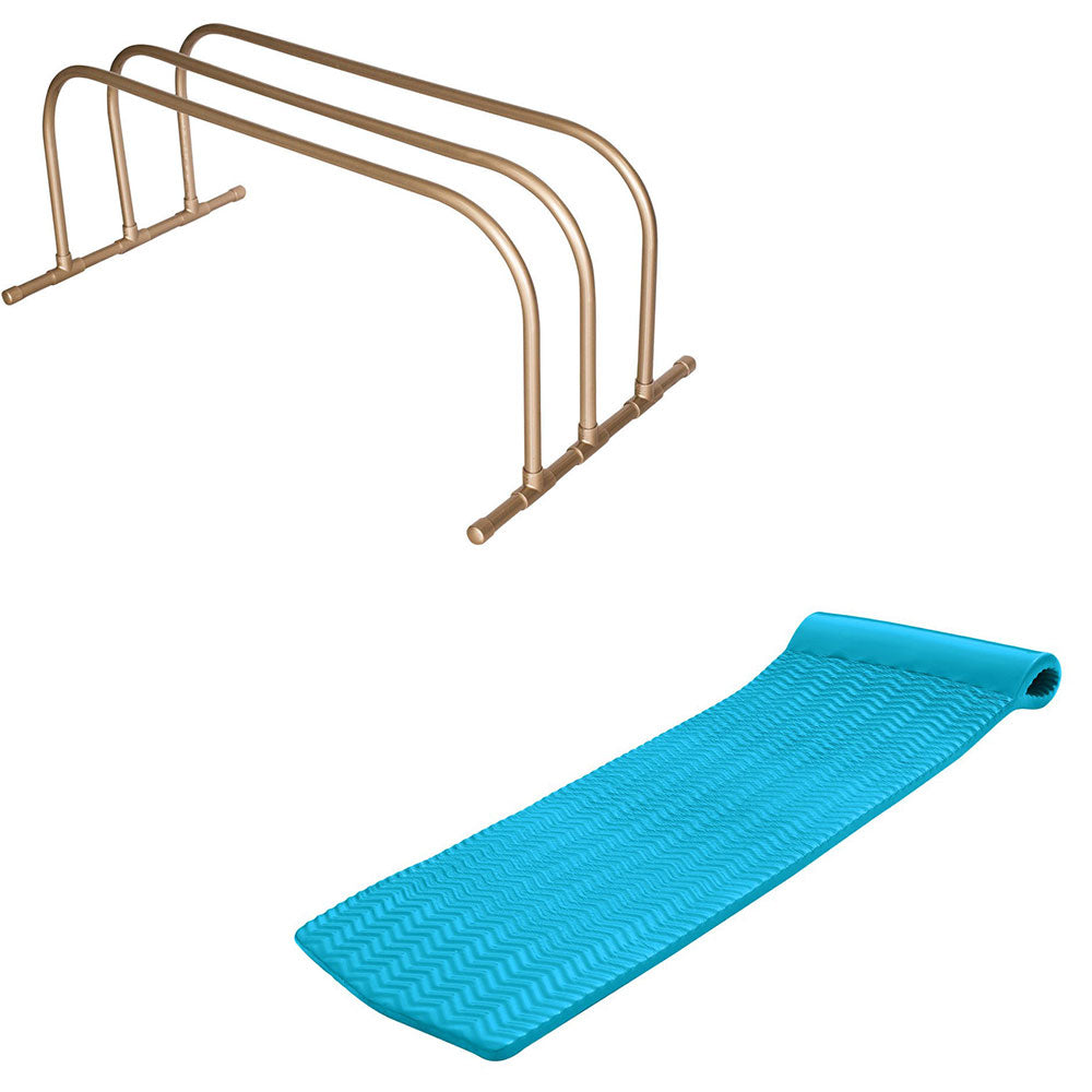TRC Recreation PVC Pool Float Storage Drying Rack w/ Lounger Tropical Teal