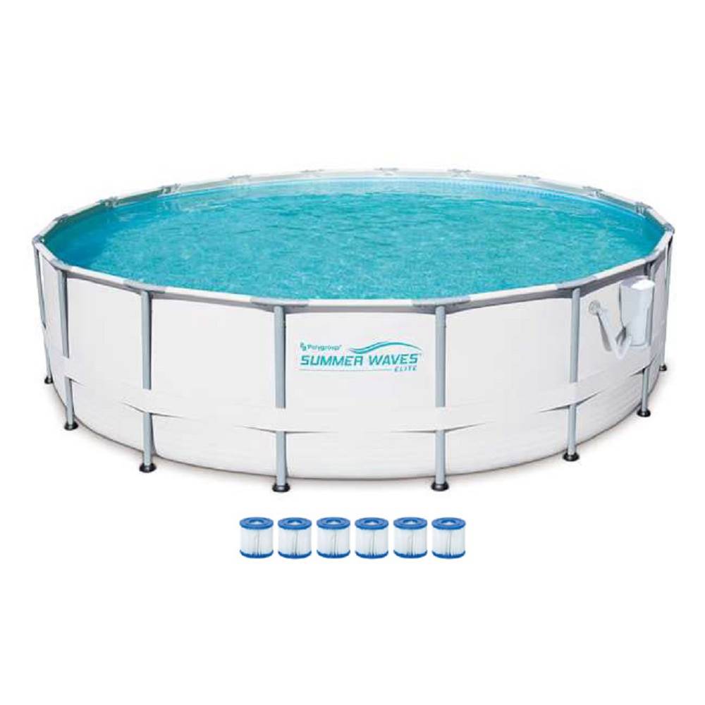 Summer Waves 16ft x 48in Elite Pool Set with Pump and Cartridge Filter (6 Pack)